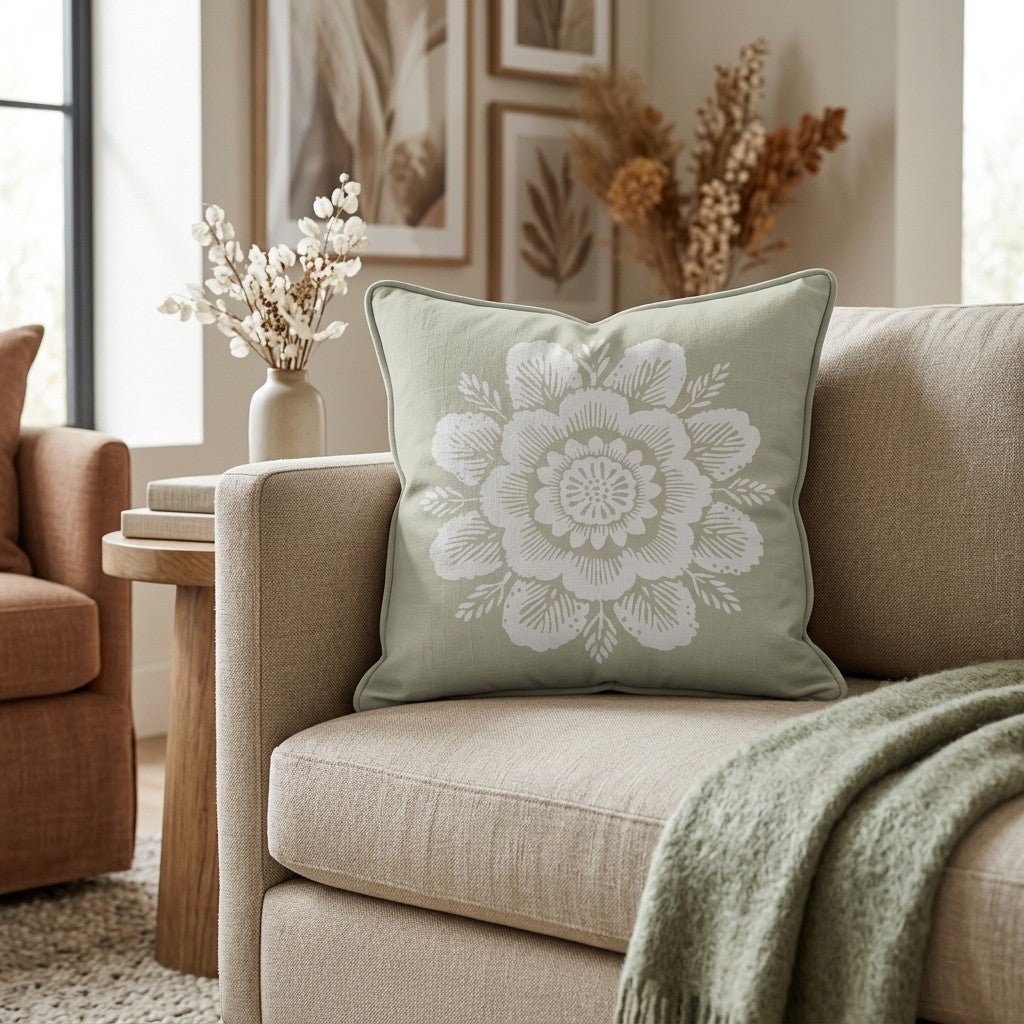 Petal Damask Throw Pillow - Hillcroft Home