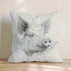 Pig Portrait Hay Throw Pillow - Hillcroft Home