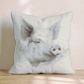 Pig Portrait Hay Throw Pillow - Hillcroft Home