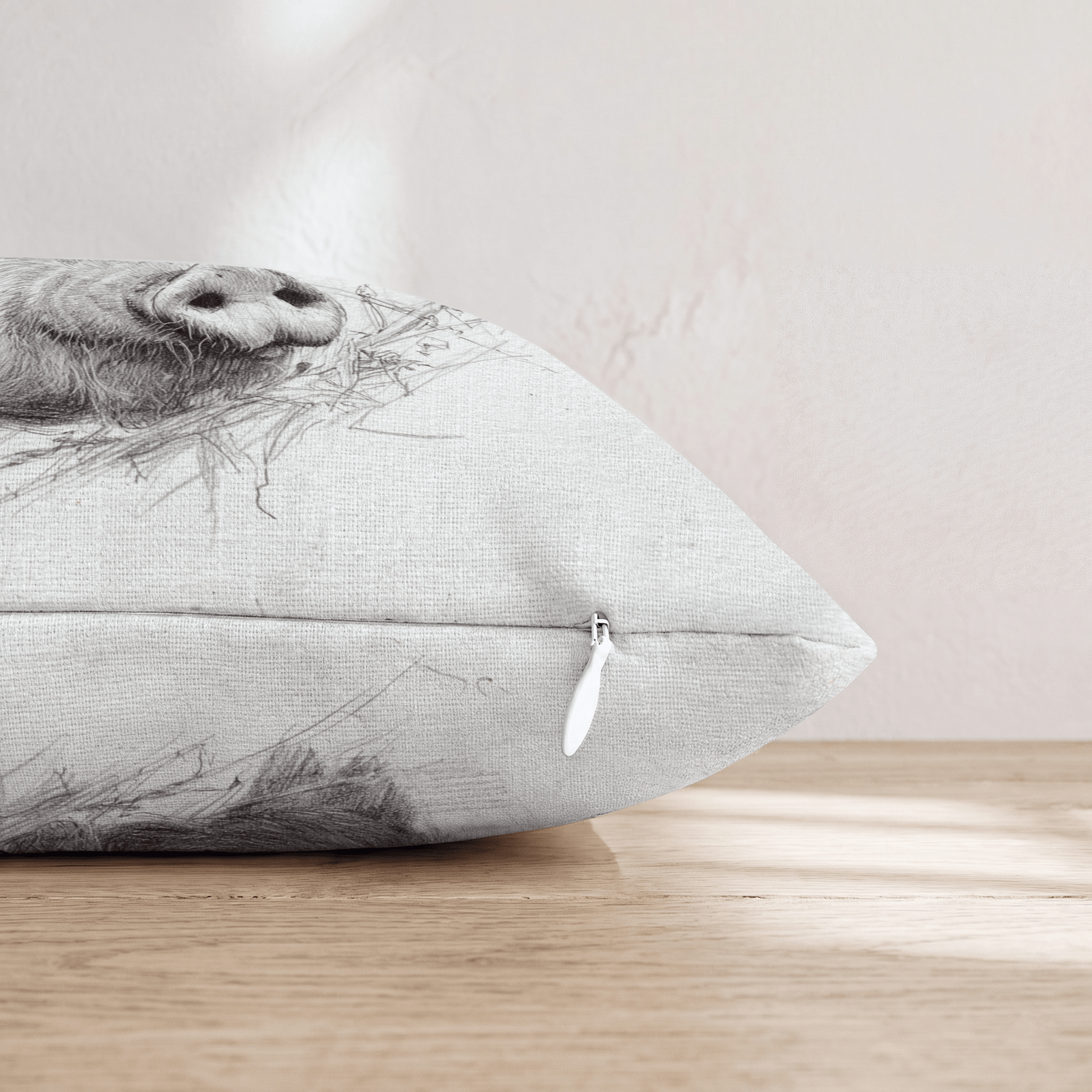 Pig Portrait Hay Throw Pillow - Hillcroft Home