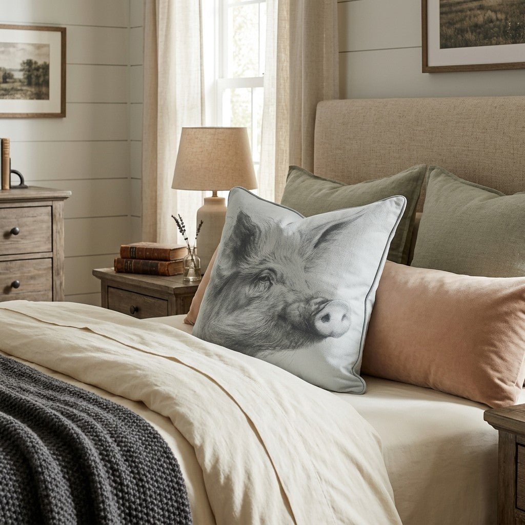 Piglet Portrait Close Throw Pillow - Hillcroft Home
