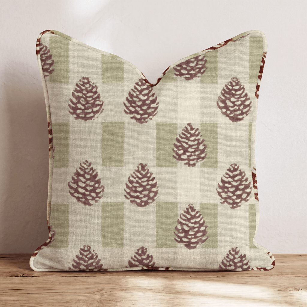 Pinecone Check Throw Pillow - Hillcroft Home