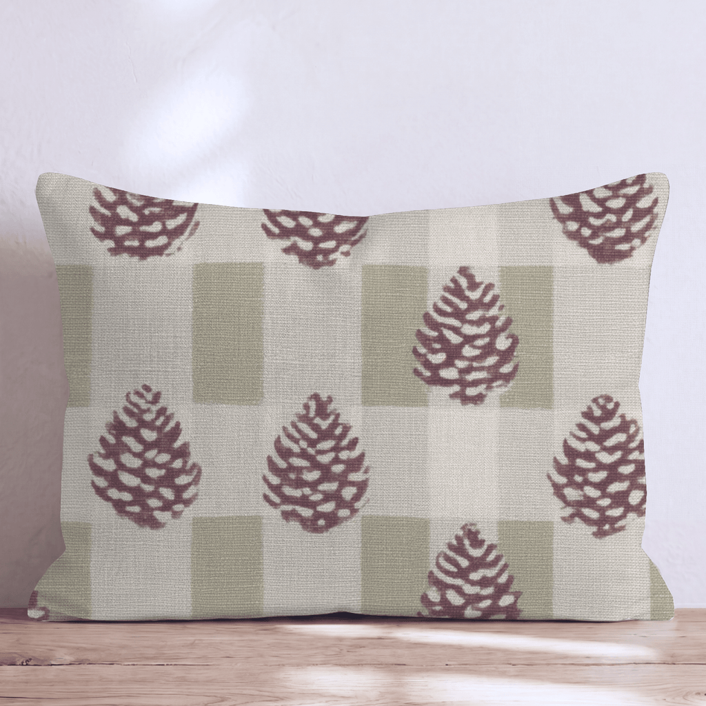 Pinecone Check Throw Pillow - Hillcroft Home