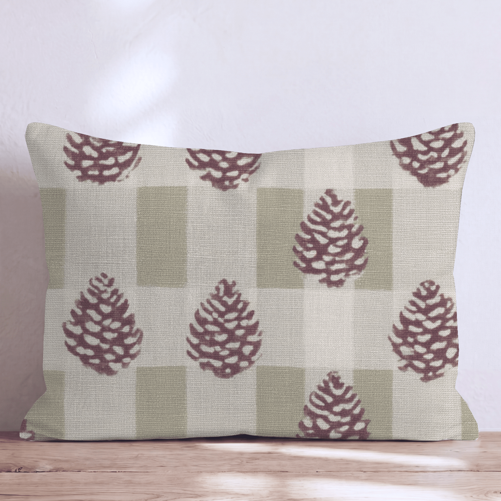 Pinecone Check Throw Pillow - Hillcroft Home