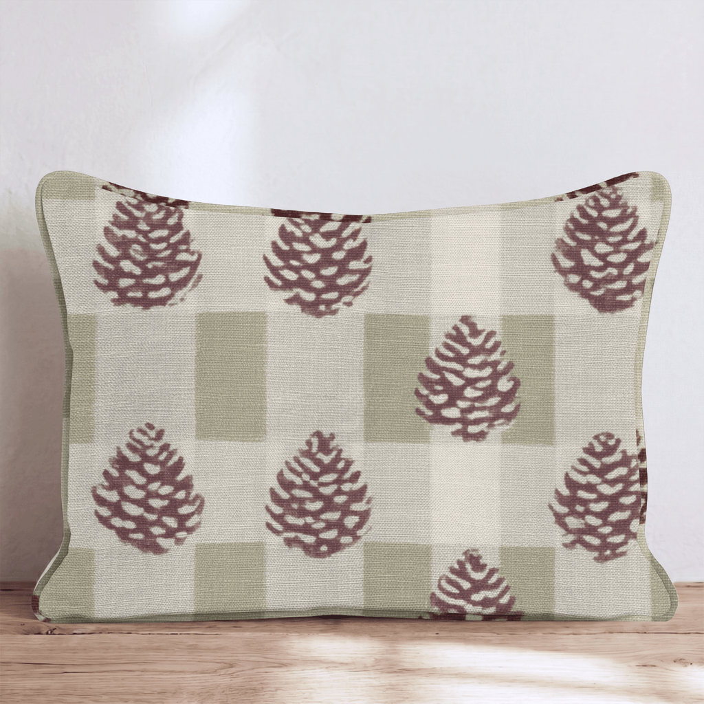 Pinecone Check Throw Pillow - Hillcroft Home