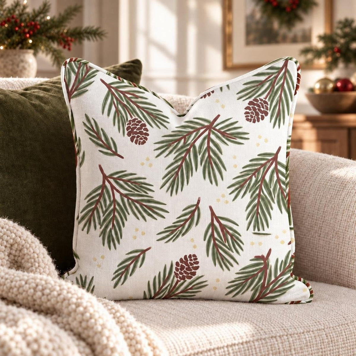 Pinecone Hollow Throw Pillow throw pillow - Hillcroft Home