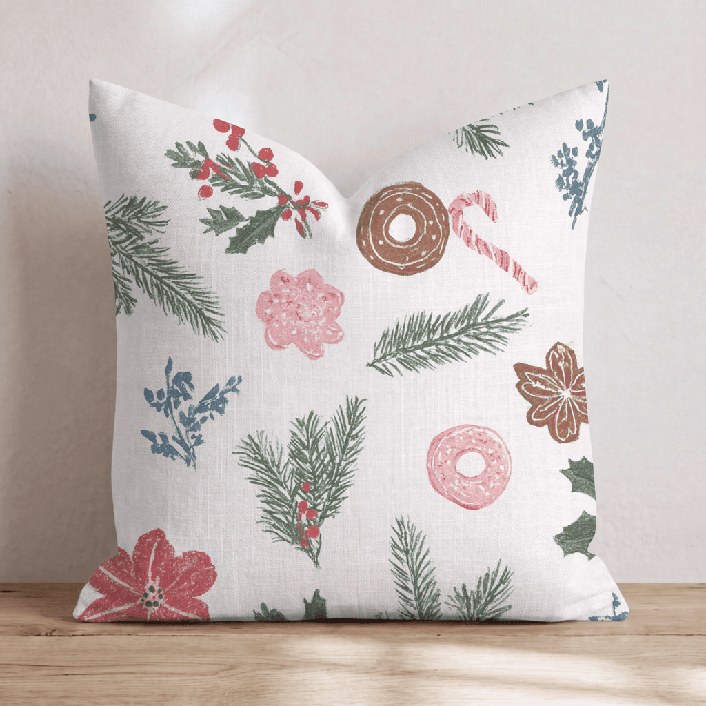 Pinecone Poinsettia Scatter Throw Pillow - Hillcroft Home