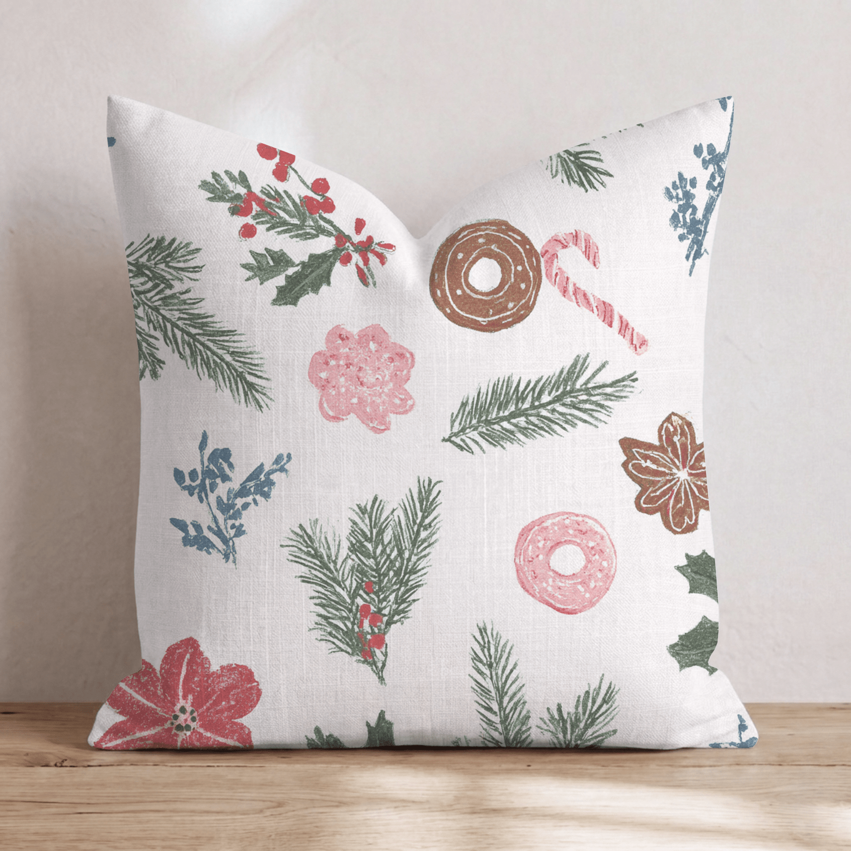 Pinecone Poinsettia Scatter Throw Pillow - Hillcroft Home