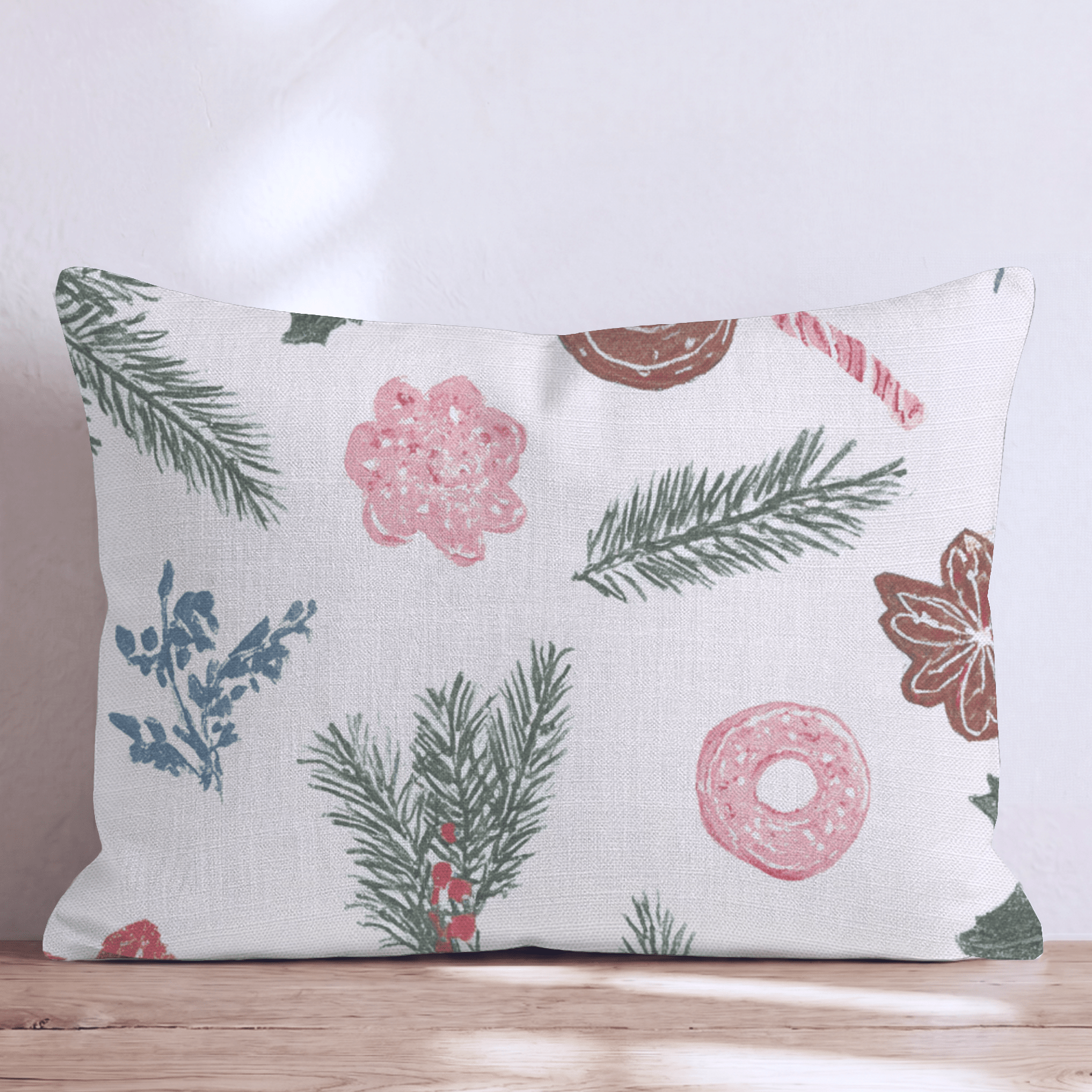 Pinecone Poinsettia Scatter Throw Pillow - Hillcroft Home