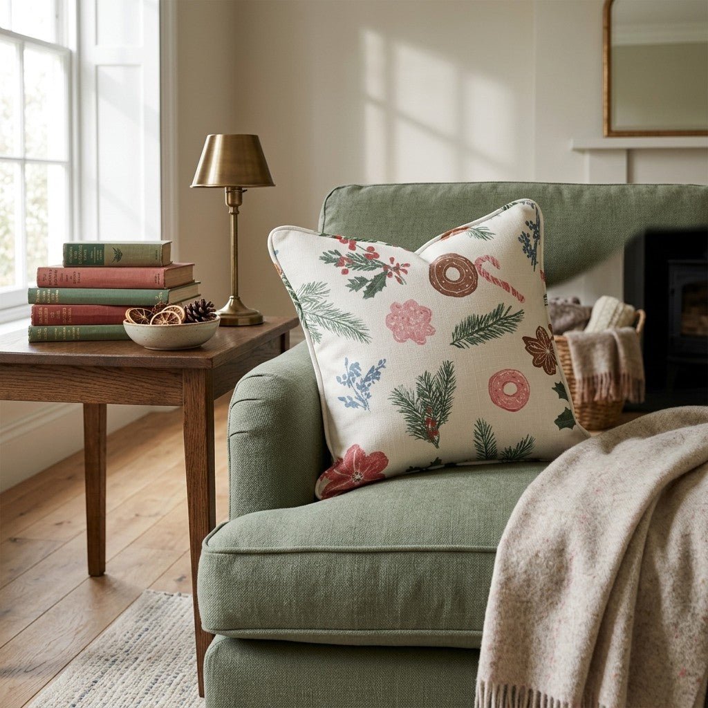 Pinecone Poinsettia Scatter Throw Pillow - Hillcroft Home