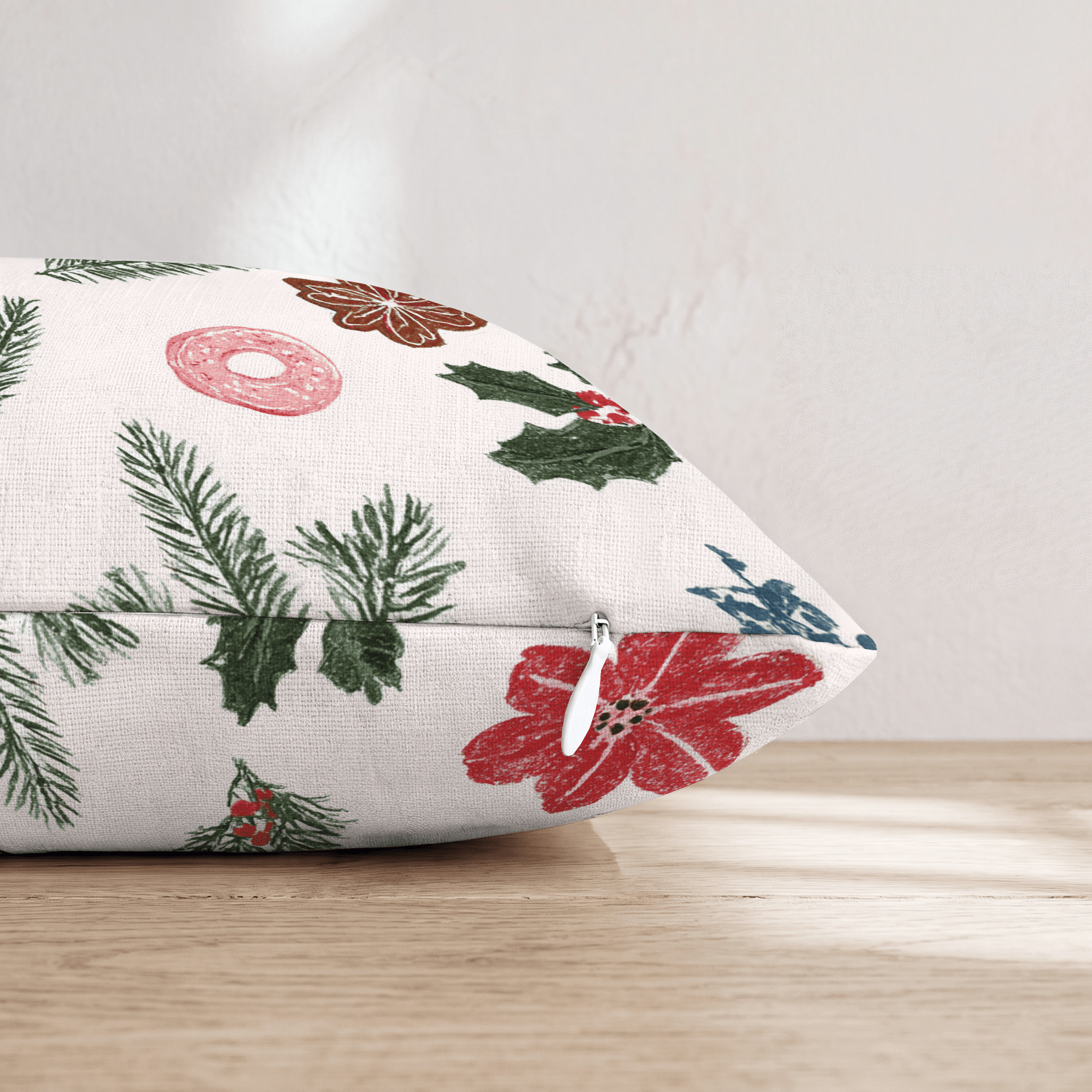 Pinecone Poinsettia Scatter Throw Pillow - Hillcroft Home