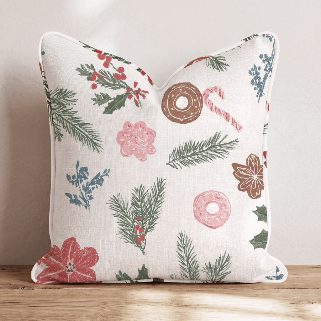Pinecone Poinsettia Scatter Throw Pillow - Hillcroft Home