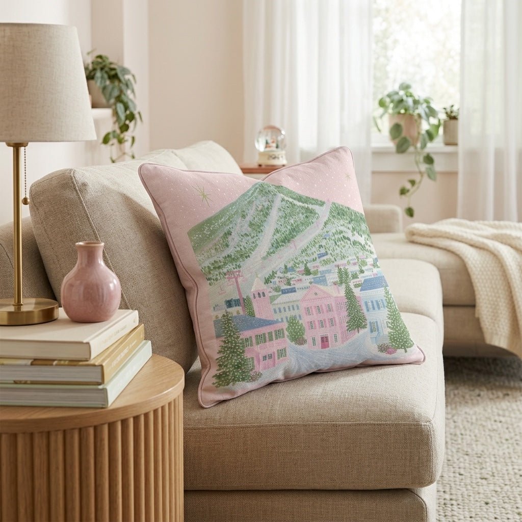 Pink Alpine Village Throw Pillow - Hillcroft Home