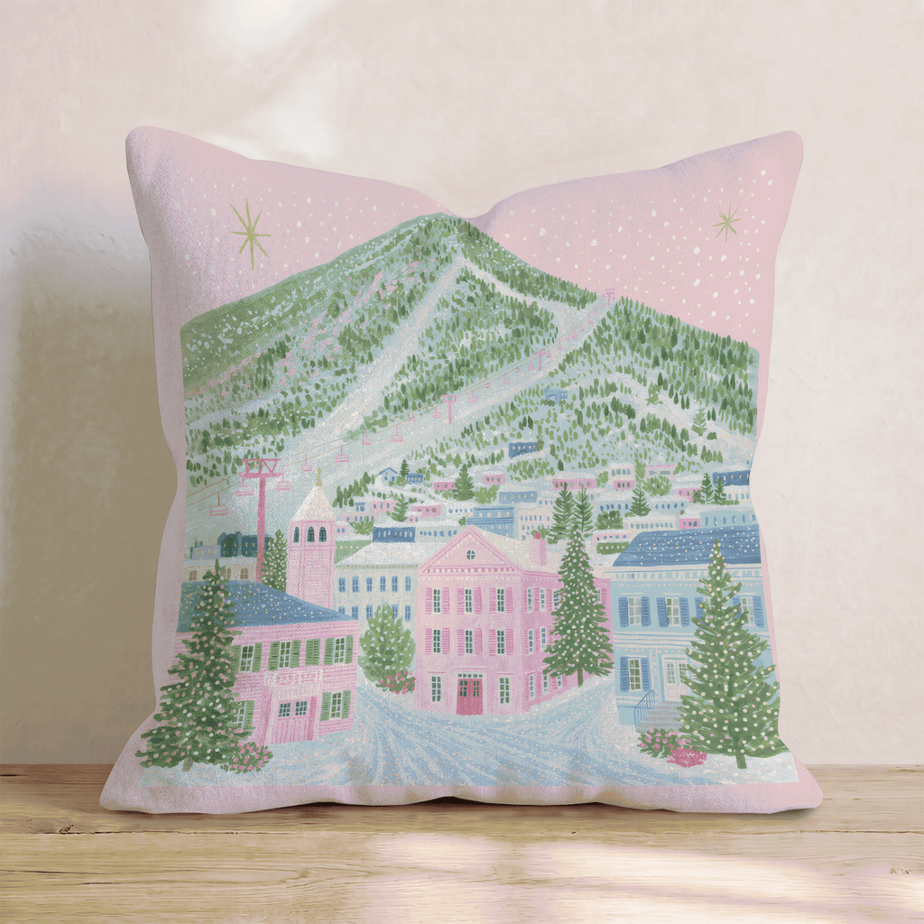 Pink Alpine Village Throw Pillow - Hillcroft Home