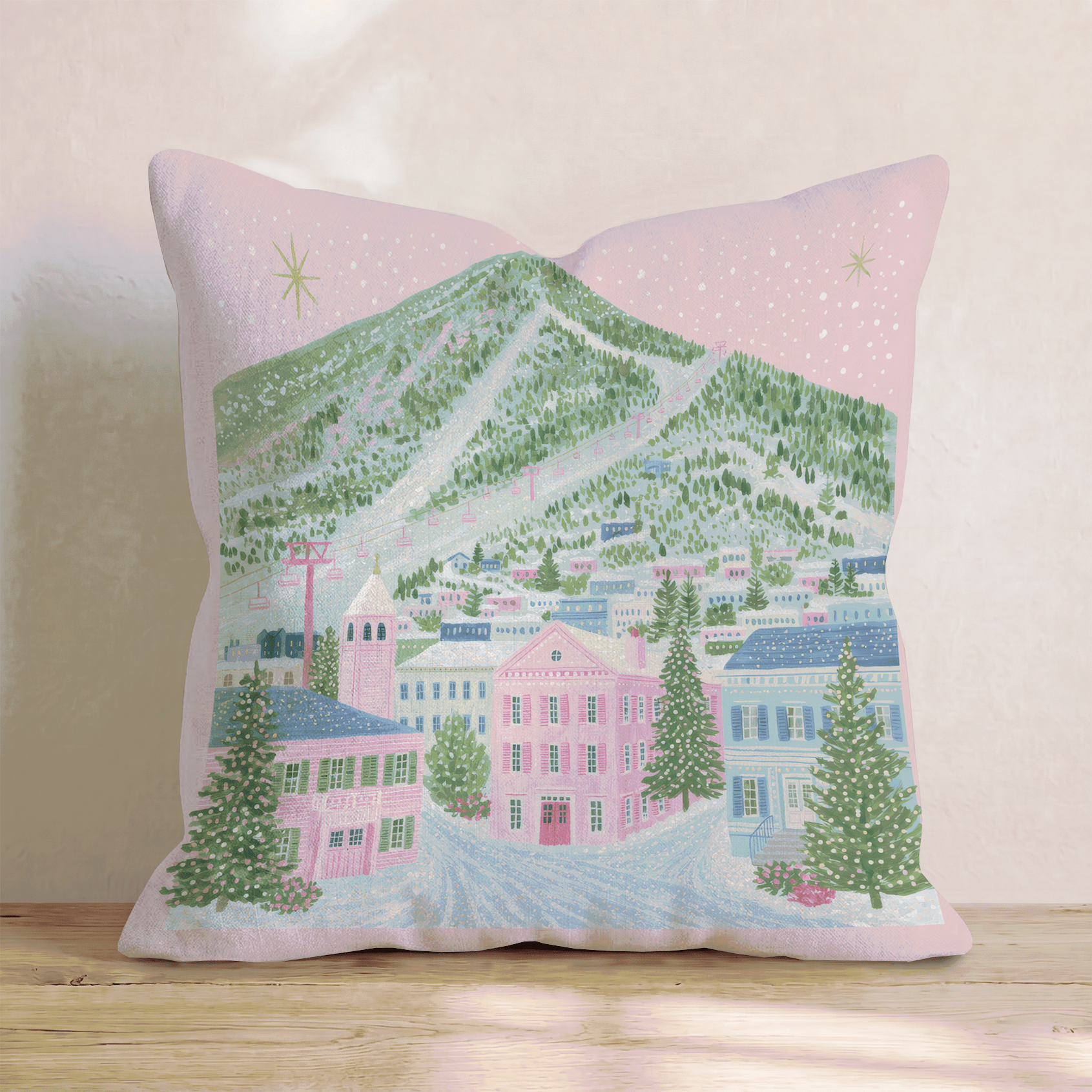 Pink Alpine Village Throw Pillow - Hillcroft Home