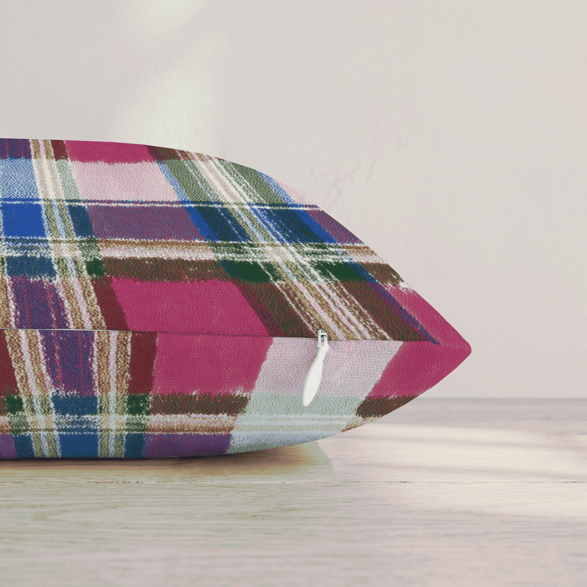 Pink and Red Tartan Throw Pillow throw pillow - Hillcroft Home
