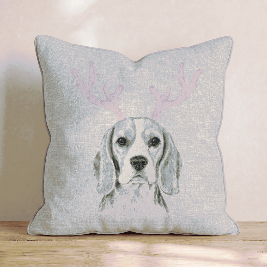 Pink Antler Beagle Throw Pillow - Hillcroft Home