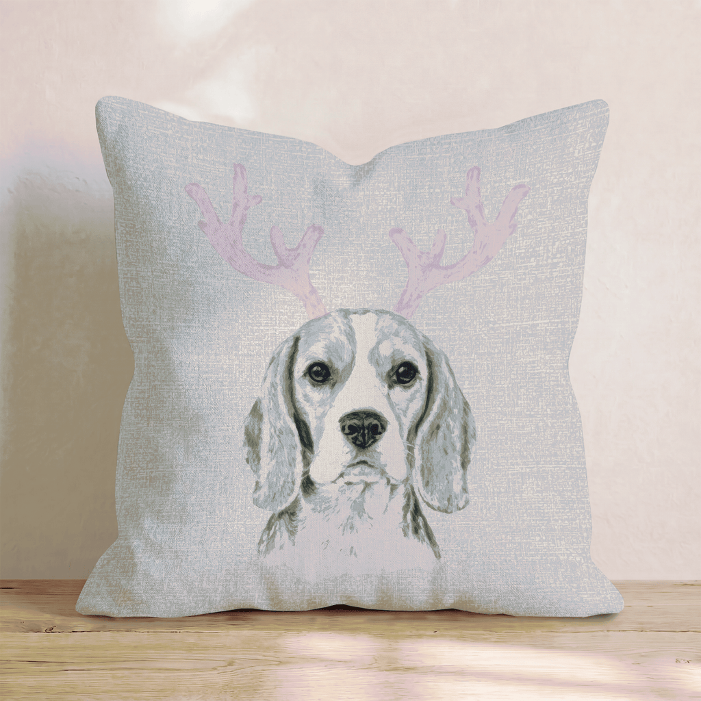 Pink Antler Beagle Throw Pillow - Hillcroft Home