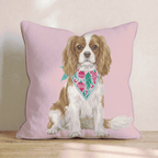 Pink Bandana Cavalier King Charles Spaniel Throw Pillow - Hillcroft Home