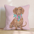 Pink Bandana Dachshund Throw Pillow - Hillcroft Home