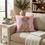 Pink Bandana Dachshund Throw Pillow throw pillow - Hillcroft Home