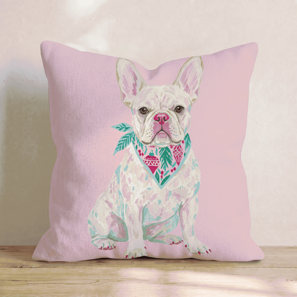 Pink Bandana French Bulldog Throw Pillow - Hillcroft Home