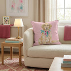 Pink Bandana Golden Retriever Throw Pillow - Hillcroft Home