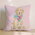 Pink Bandana Golden Retriever Throw Pillow - Hillcroft Home