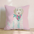 Pink Bandana Labradoodle Throw Pillow - Hillcroft Home