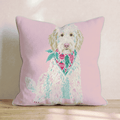 Pink Bandana Labradoodle Throw Pillow - Hillcroft Home