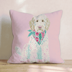Pink Bandana Labradoodle Throw Pillow - Hillcroft Home