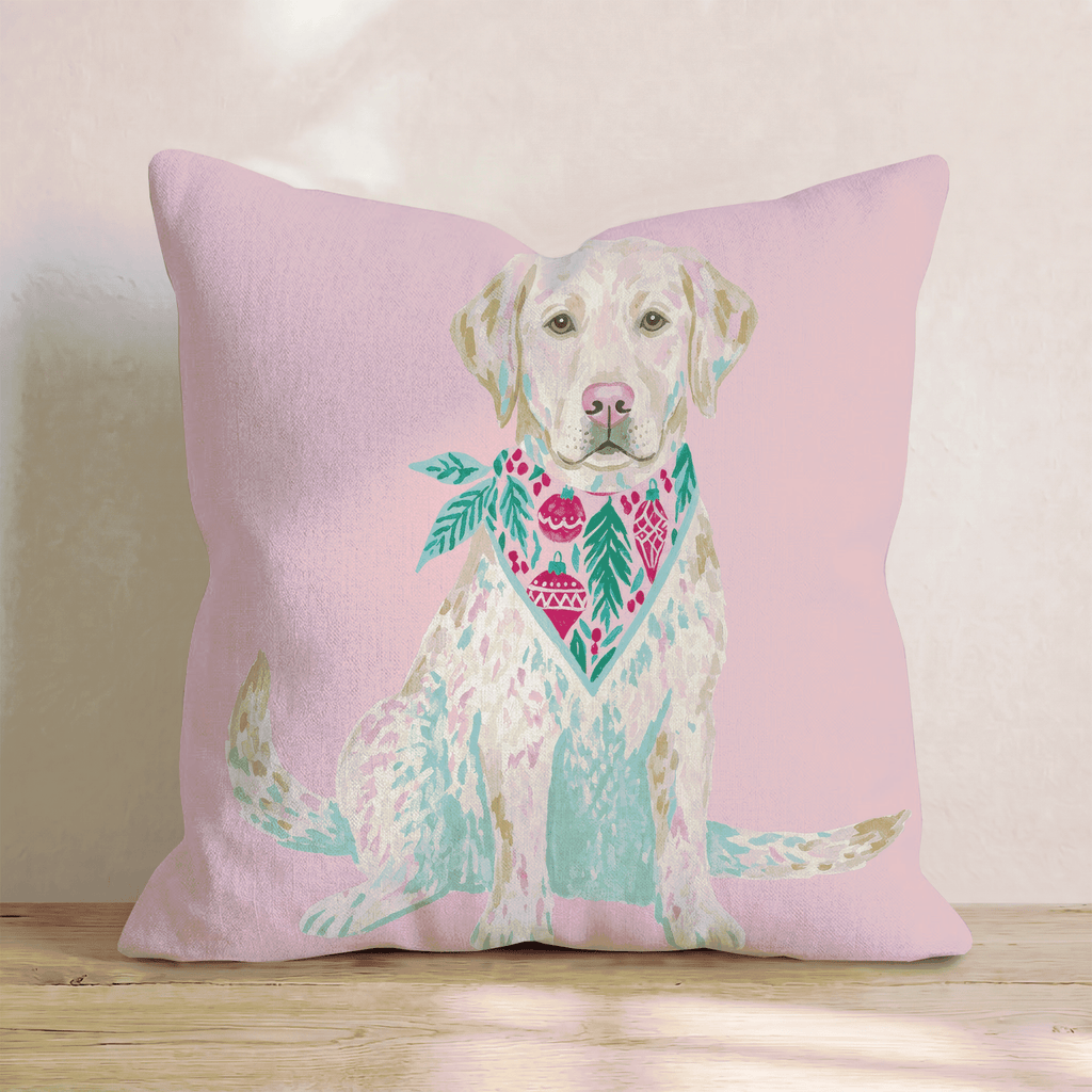 Pink Bandana Labrador Retriever Throw Pillow - Hillcroft Home