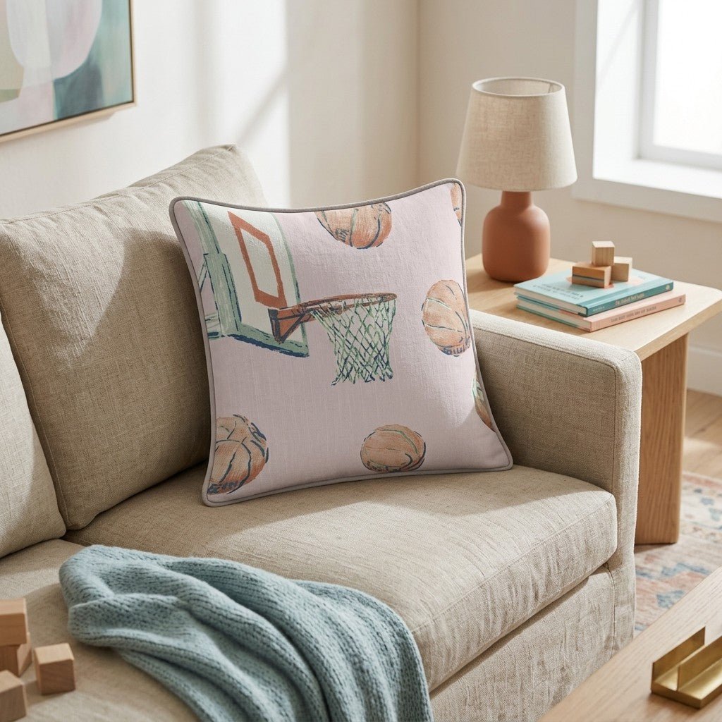 Pink Basketball Hoop Throw Pillow - Hillcroft Home