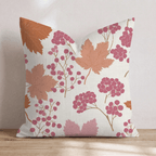 Pink Berries and Fall Leaves Throw Pillow - Hillcroft Home