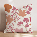 Pink Berries and Fall Leaves Throw Pillow - Hillcroft Home