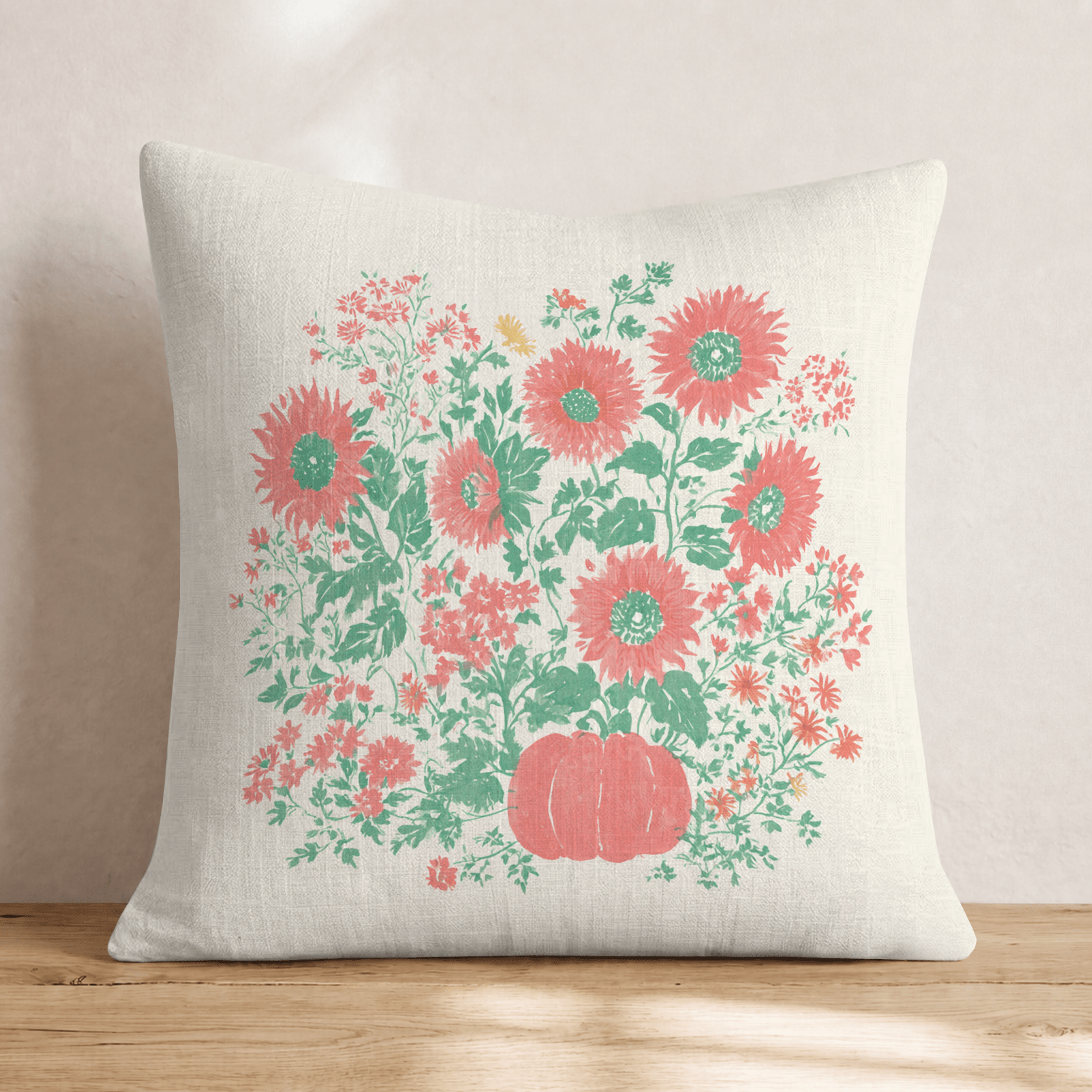 Pink Bloom Pumpkin Throw Pillow - Hillcroft Home