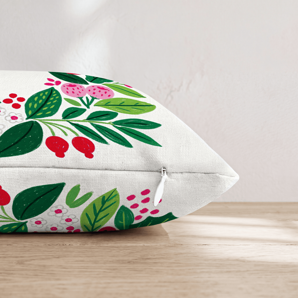 Pink Bow Ornament Wreath Throw Pillow - Hillcroft Home