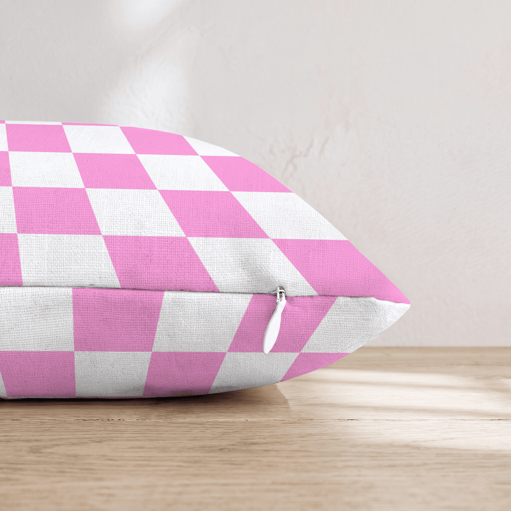 Pink Checkered Throw Pillow - Hillcroft Home