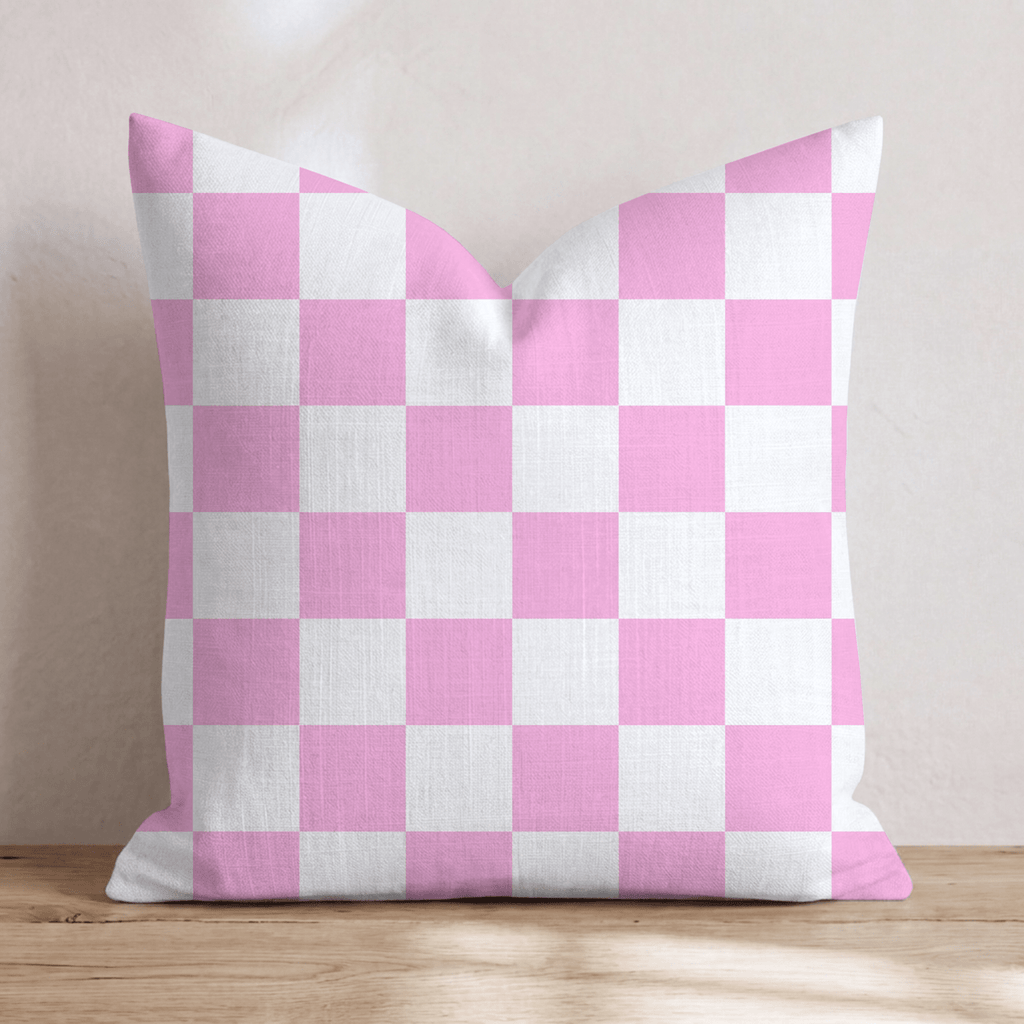 Pink Checkered Throw Pillow - Hillcroft Home