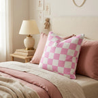 Pink Checkered Throw Pillow - Hillcroft Home