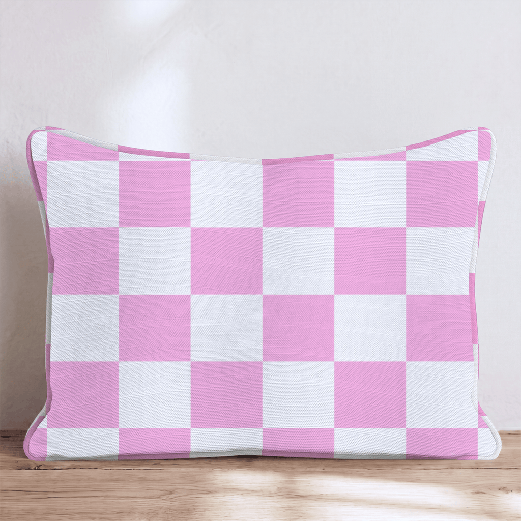 Pink Checkered Throw Pillow - Hillcroft Home