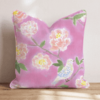 Pink Chinoiserie Bird Throw Pillow - Hillcroft Home