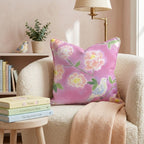 Pink Chinoiserie Bird Throw Pillow - Hillcroft Home