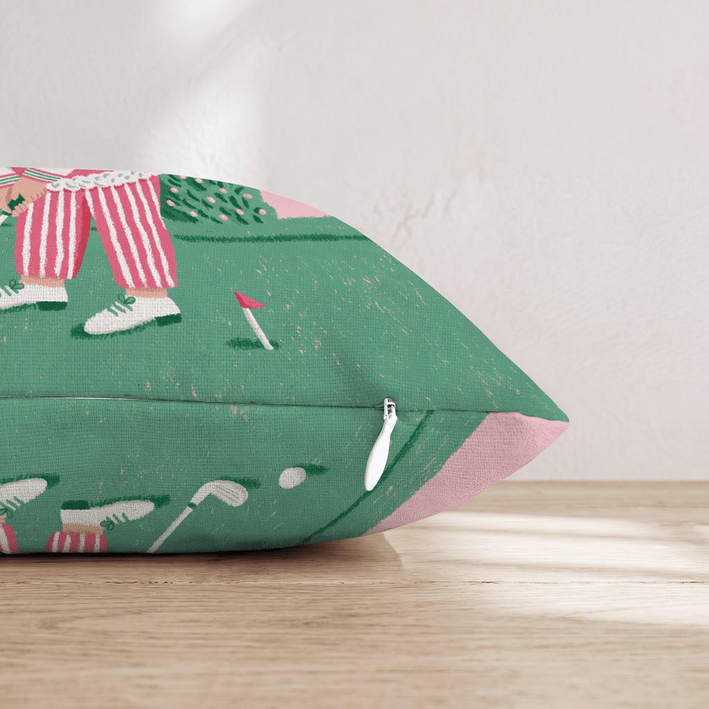 Pink Christmas Putt Throw Pillow - Hillcroft Home