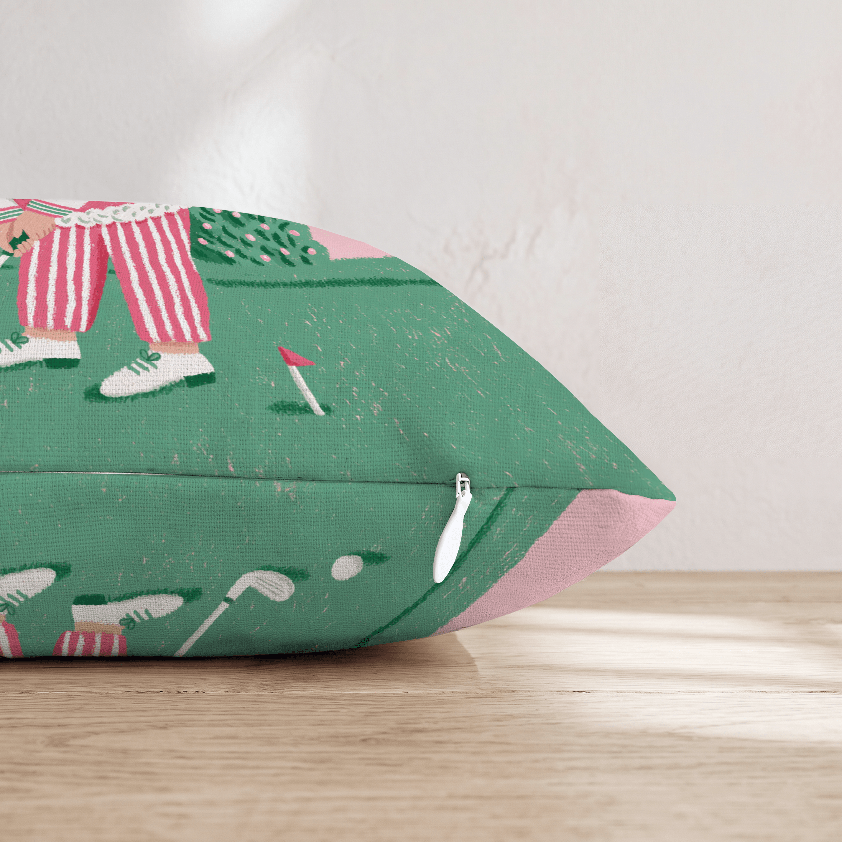 Pink Christmas Putt Throw Pillow - Hillcroft Home