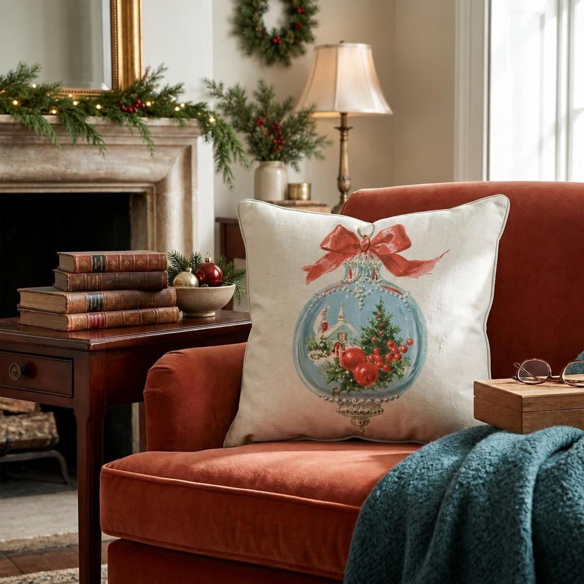 Pink Dotted Bow Wreath Throw Pillow throw pillow - Hillcroft Home