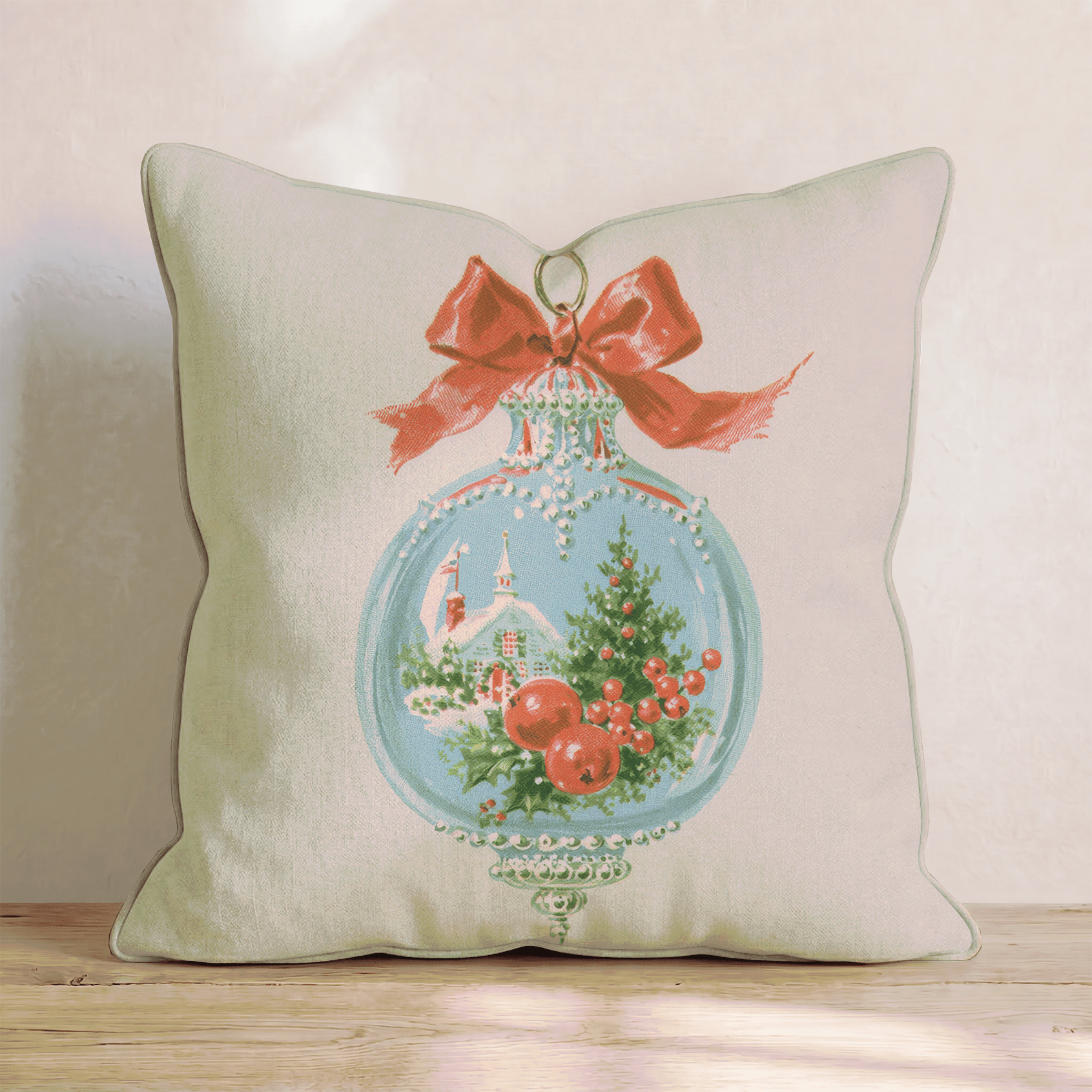 Pink Dotted Bow Wreath Throw Pillow - Hillcroft Home