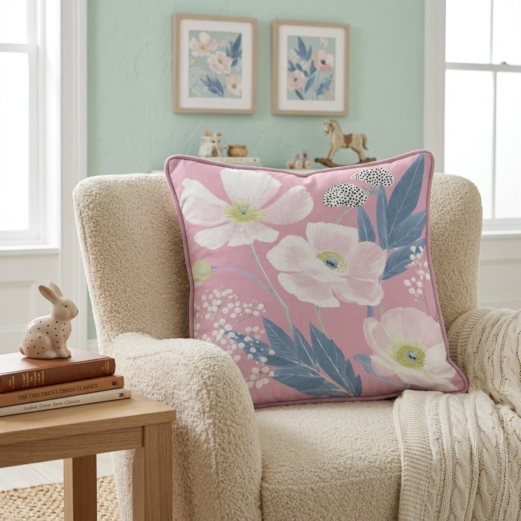 Pink Garden Throw Pillow - Hillcroft Home