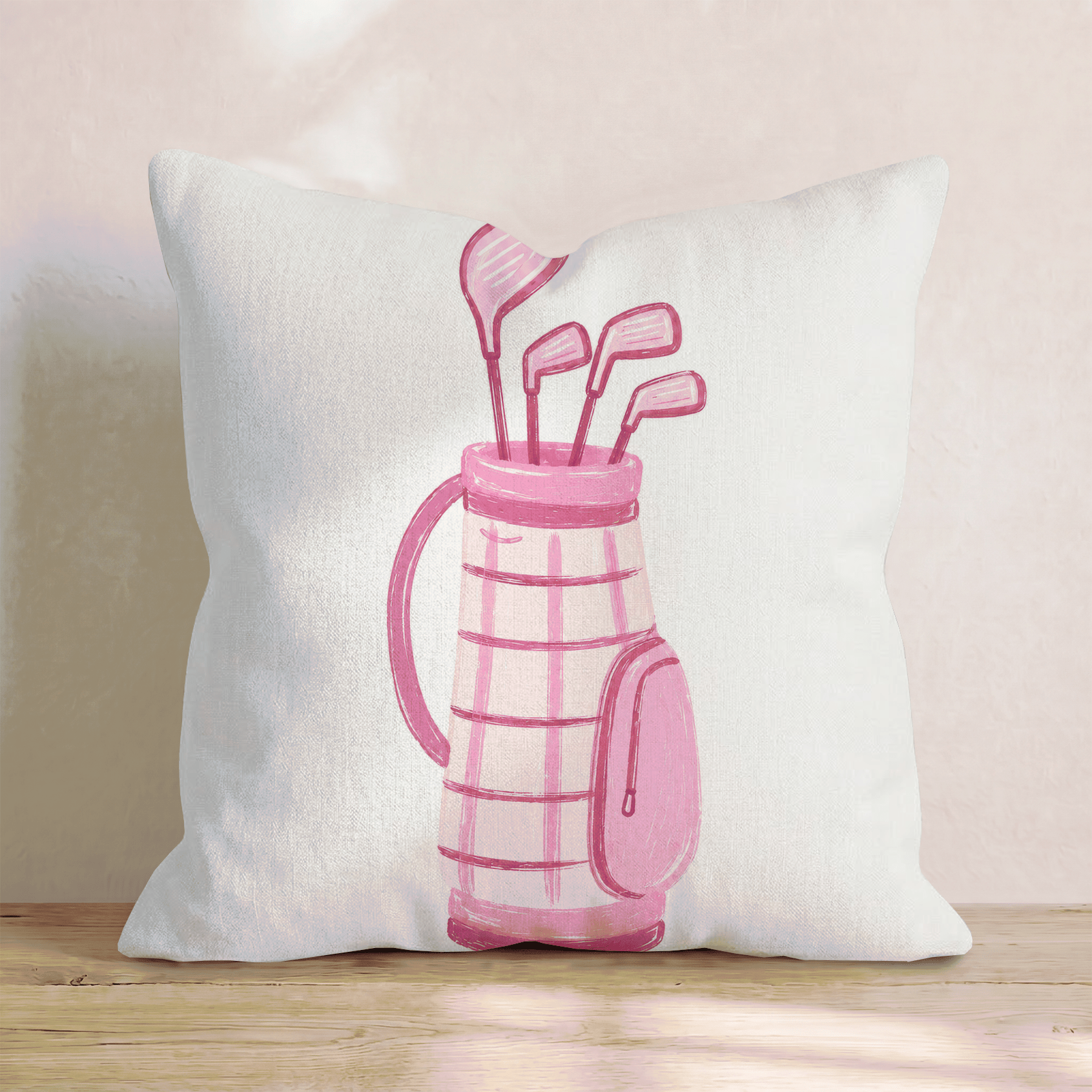 Pink Golf Bag Throw Pillow - Hillcroft Home