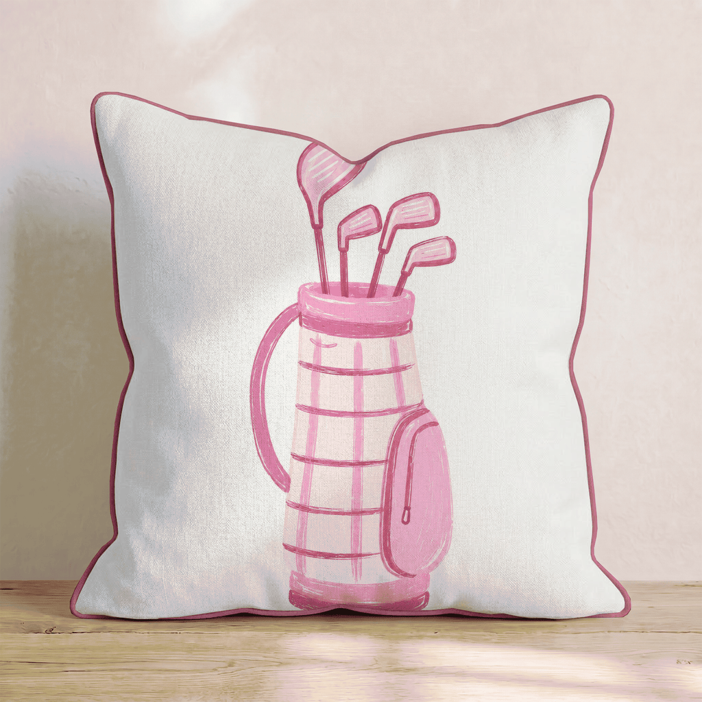 Pink Golf Bag Throw Pillow - Hillcroft Home